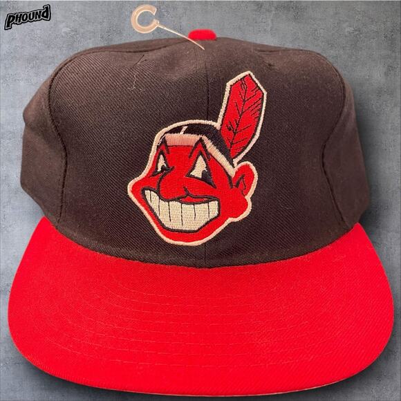 Vtg Cleveland Indians Hat Cap Fitted Mens 7 5/8 MLB Baseball New Era 90s - Picture 1 of 10